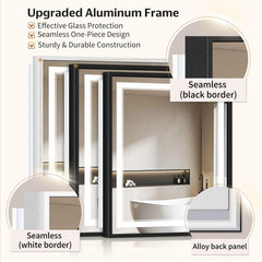 Anti-fog LED bathroom mirror with memory