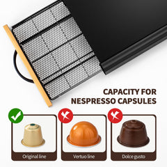Anti-slip bottom on coffee pod drawer