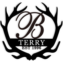 Antler Monogram Sign outdoor decor with family name