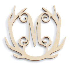 antler monogram wooden buck letter wall decor