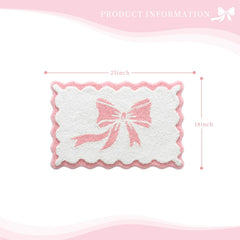 Anybar pink white bath mat with non slip backing