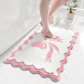 Anybar Bow Bath Mat pink scalloped design 18x25 inch