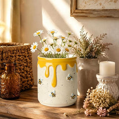 Ceramic utensil holder size 5.1 in diameter 6.3 in height on countertop