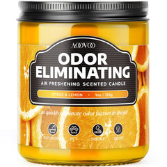 AOOVOO Citrus Lemon Odor Eliminating Candle 9 oz soy wax