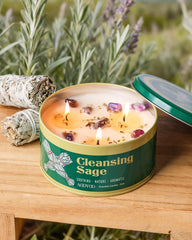 AOOVOO Sage Candle amethyst decorations inside