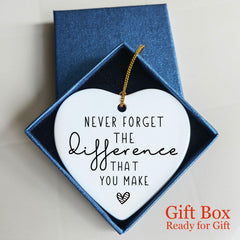 3 inches wide ceramic heart appreciation ornament