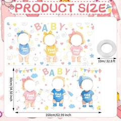 80 x 160 cm baby shower backdrop in yellow pink blue