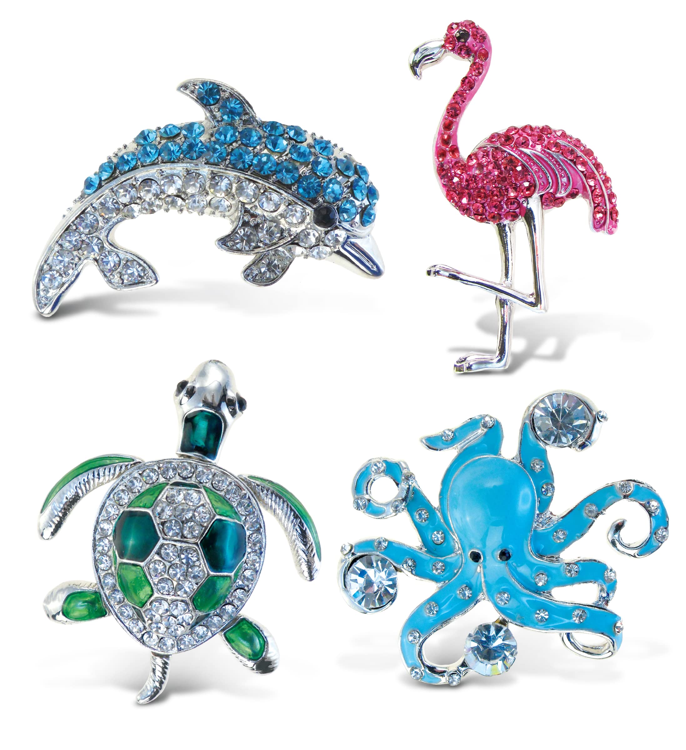 Aqua79 4-piece Beach-Themed Sparkling Refrigerator Magnets set