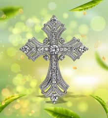 Aqua79 Fleur De Lis Cross sparkling fridge magnet 3D cross detail
