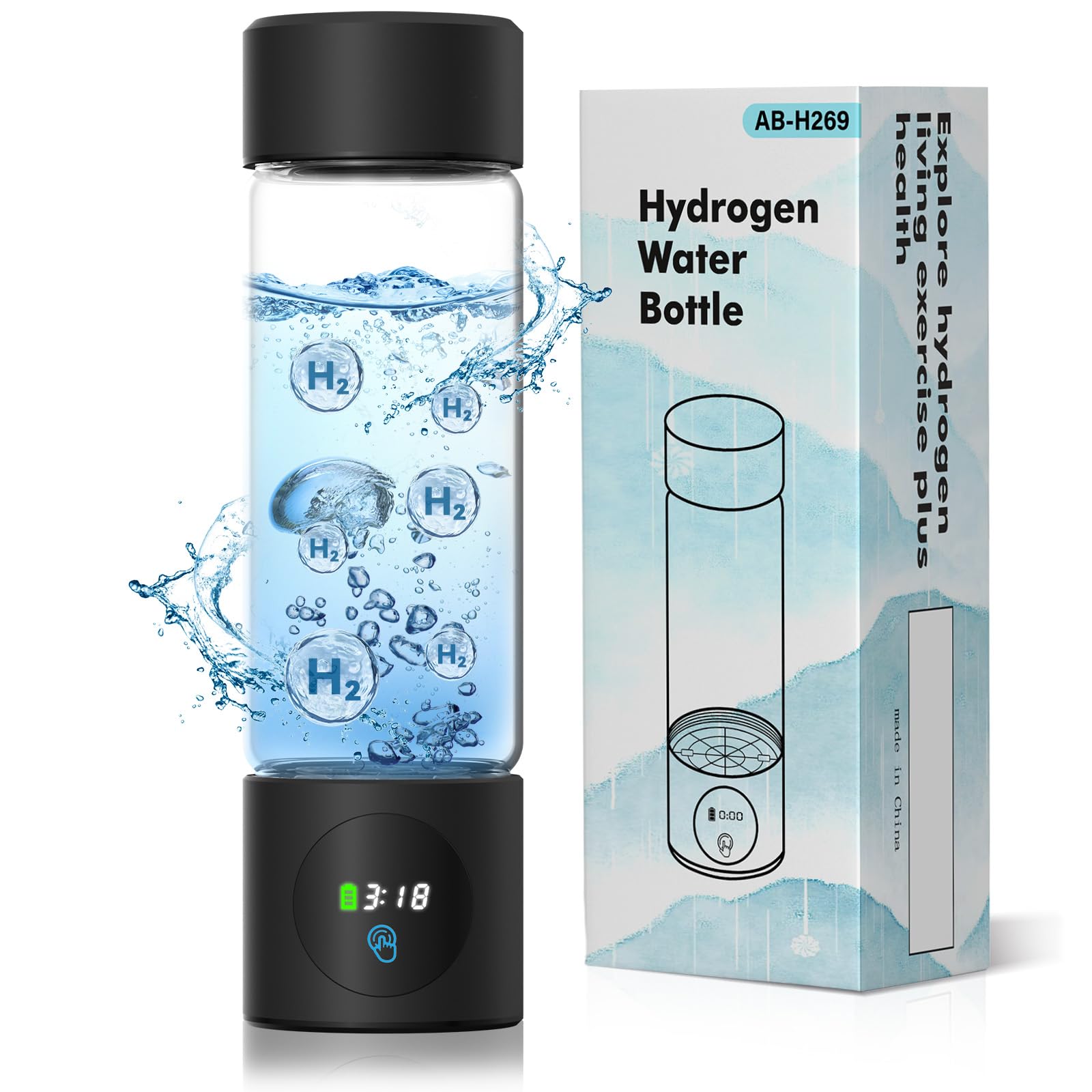 aquahealth hydrogen water bottle generator front view