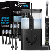 AquaSonic Home Dental Center PRO countertop setup with Black Series Pro toothbrush