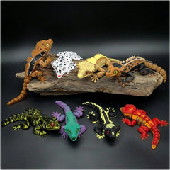 AQXYTK 8 Pcs 3D Printed Reptile Animal Set crested gecko figures 4.8in long