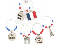 eiffel tower charm included in wine charm set