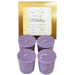 Archangel Metatron box of 4 soy votive candles with gemstones