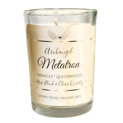 Archangel Metatron 3x4 inch jar candle with Clear Quartz and Rose Oil