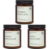 Arctic Wicks 3 Pack Fall Candles Honey Spiced Pear in a 9oz amber jar
