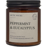 Arctic Wicks Peppermint & Eucalyptus Candle 9oz amber jar