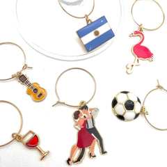 Argentina flag charm among the six wine charms