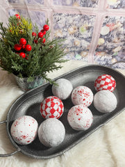 red grey argyle fabric christmas ball decorative sphere