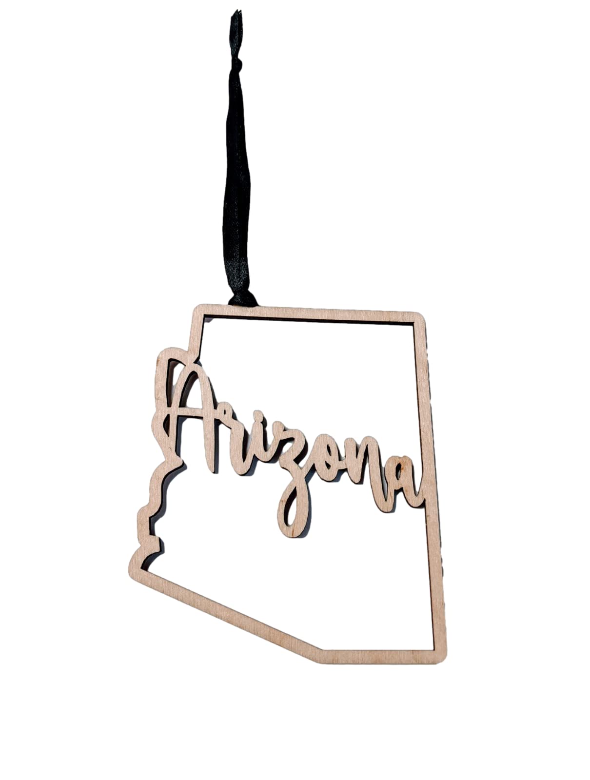 Arizona Christmas Ornament wooden state ornament with black ribbon