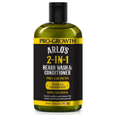 Arlo's Pro-Growth 2-in-1 beard wash and conditioner bottle label