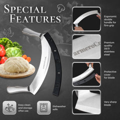 armeroCrust Mezzaluna Knife ergonomic design for control