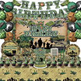Army Birthday Decorations camo themed banner and toppers set