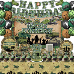 Army Birthday Decorations camo themed banner and toppers set