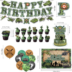 Army cake topper with camouflage party theme