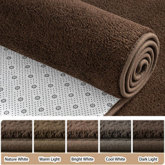 Brown and white fuzzy rug low pile AROGAN