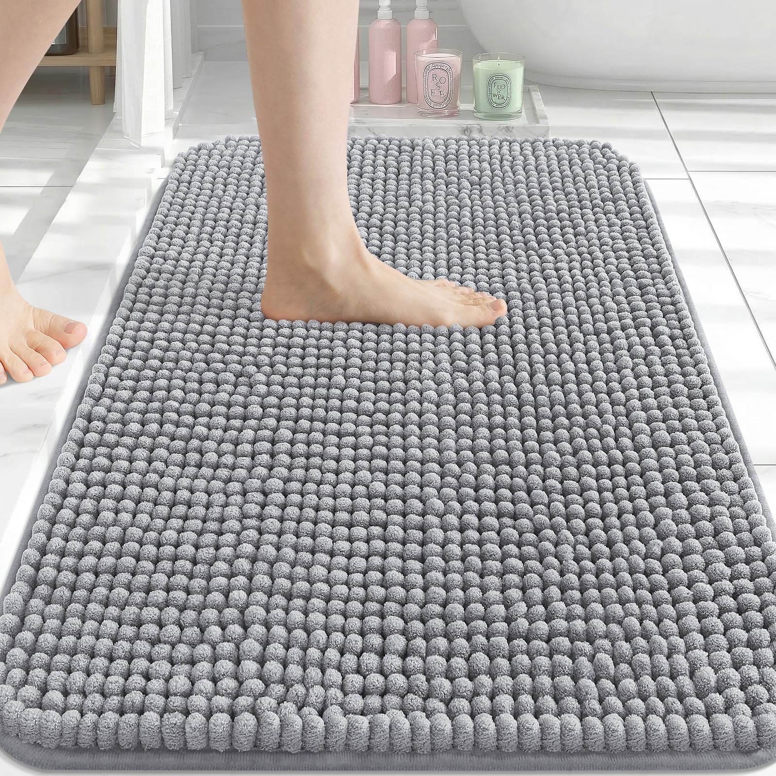 arotive chenille bathroom rugs 30x20 grey product image 1