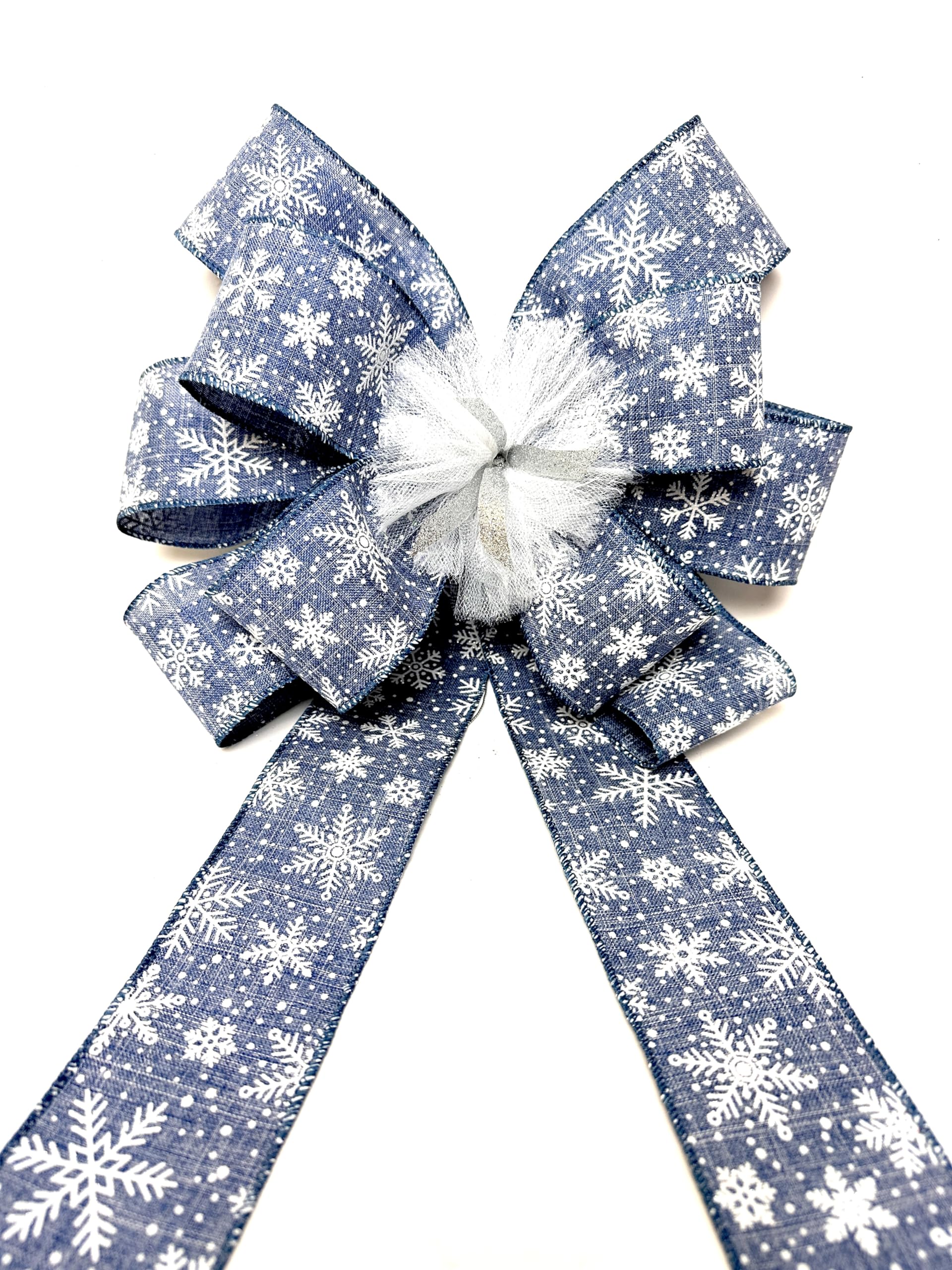 Art of Bows Denim Blue Snowflake Bow 10 inches wide