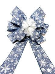 Art of Bows Denim Blue Snowflake Bow 10 inches wide