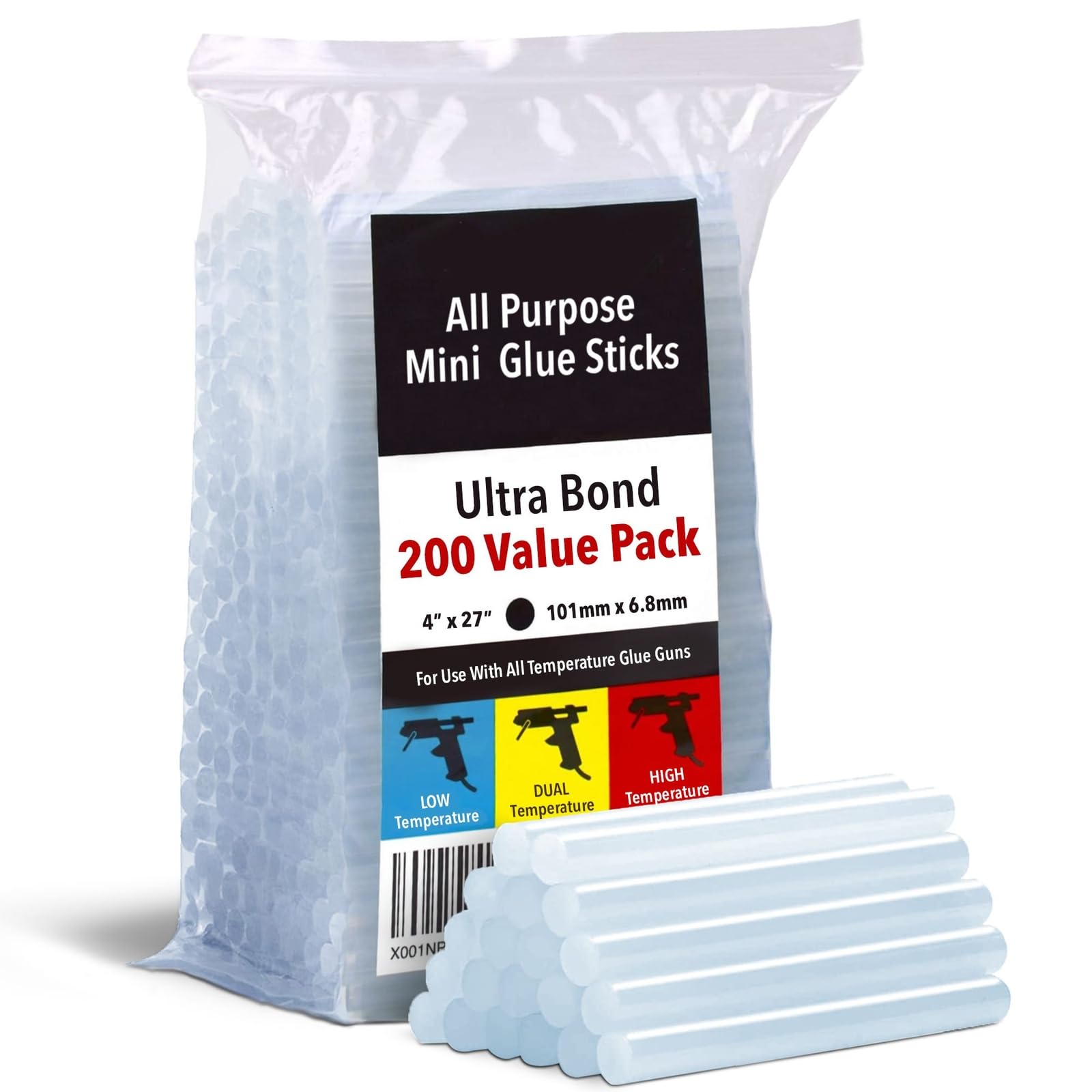 Artellius Mini Hot Glue Sticks 4in 0.27in pack of 200 for crafts