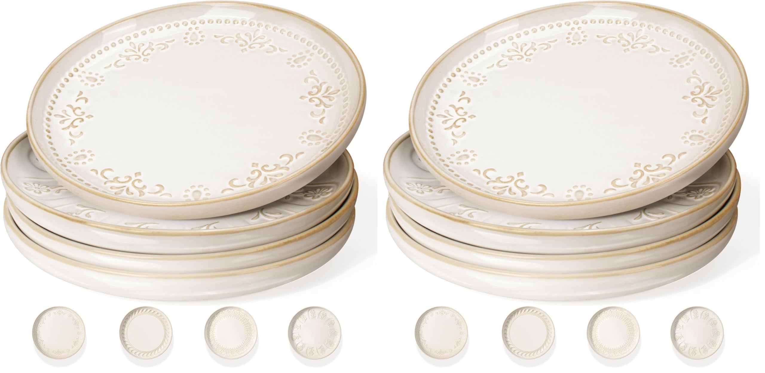Artena salad plates pack 2 8.5 inch embossed ceramic plates