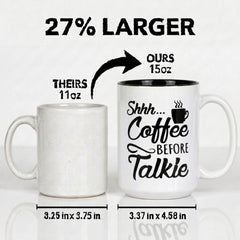 Artisan Owl Shhh Coffee Before Talkie mug 15oz white ceramic back design