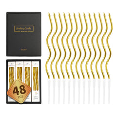 Artisan Cake 48-count gold spiral candles on cake