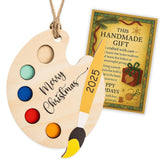 Wooden artist palette ornament with 3D brush detail