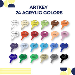 Artkey 24 colors acrylic paints 2 oz bottles close up