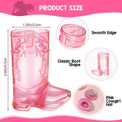 Mini cowgirl hats accompanying Artlunar pink shot glasses