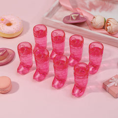 Lightweight plastic pink cowgirl boot shot glasses