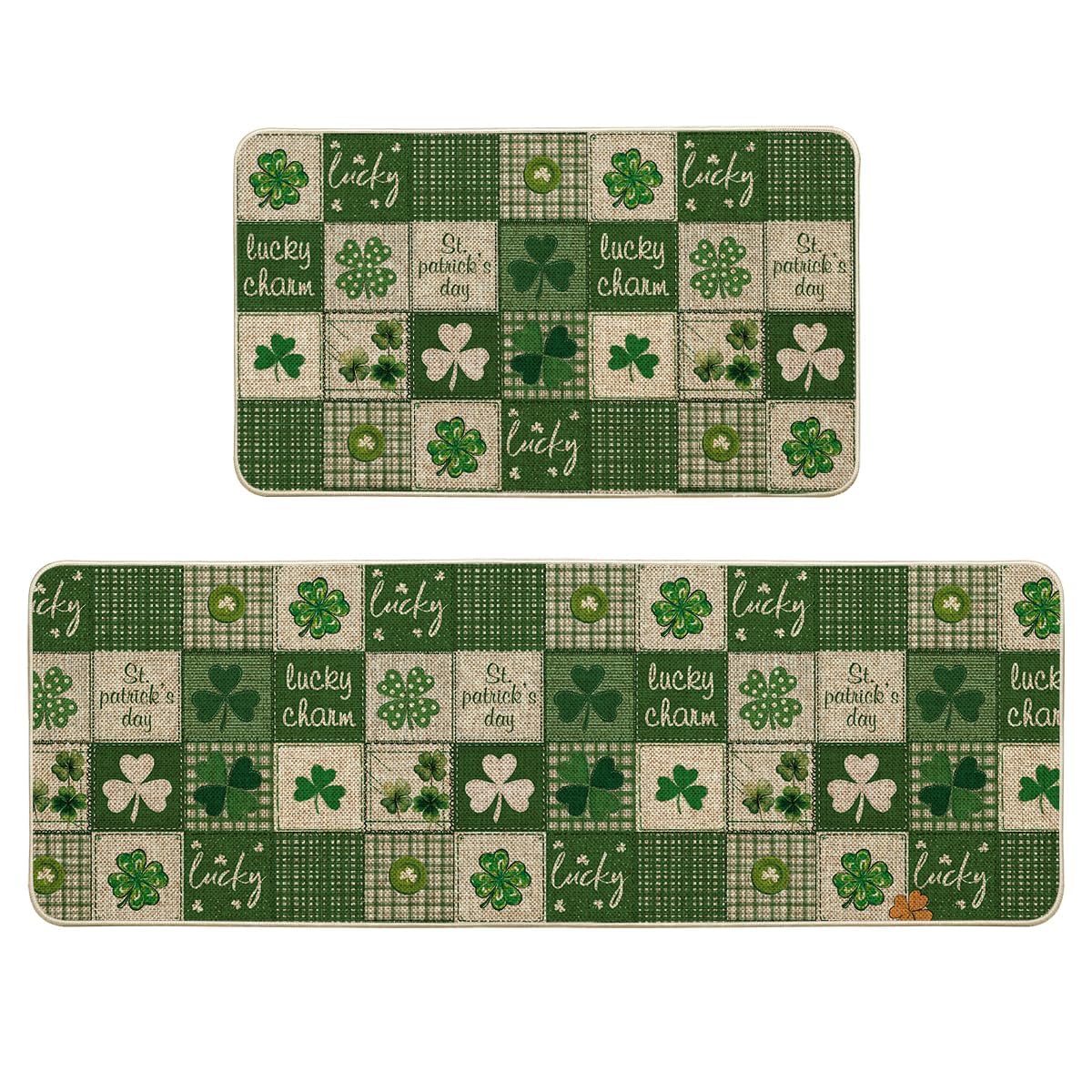 Artoid Mode plaid shamrock kitchen mat 17x29 set of 2