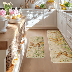 Non-slip recycled rubber backing on kitchen mats