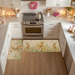 Artoid Mode Rabbit Bunny Tulip Flowers mats 17x47 inch