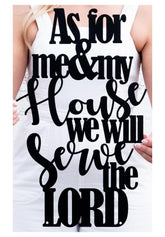 As for Me and My House sign metal word wall decor front view