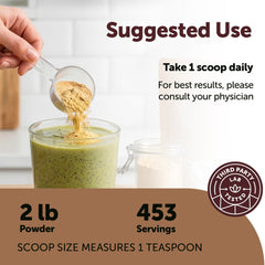 Raw unflavored Ashwagandha root powder blends into smoothies