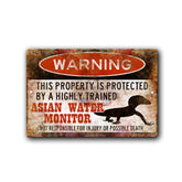 Asian Water Monitor Warning Sign aluminum 12x8 single sided