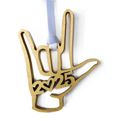 ASL I Love You Christmas Ornament 2025 sign language hand design