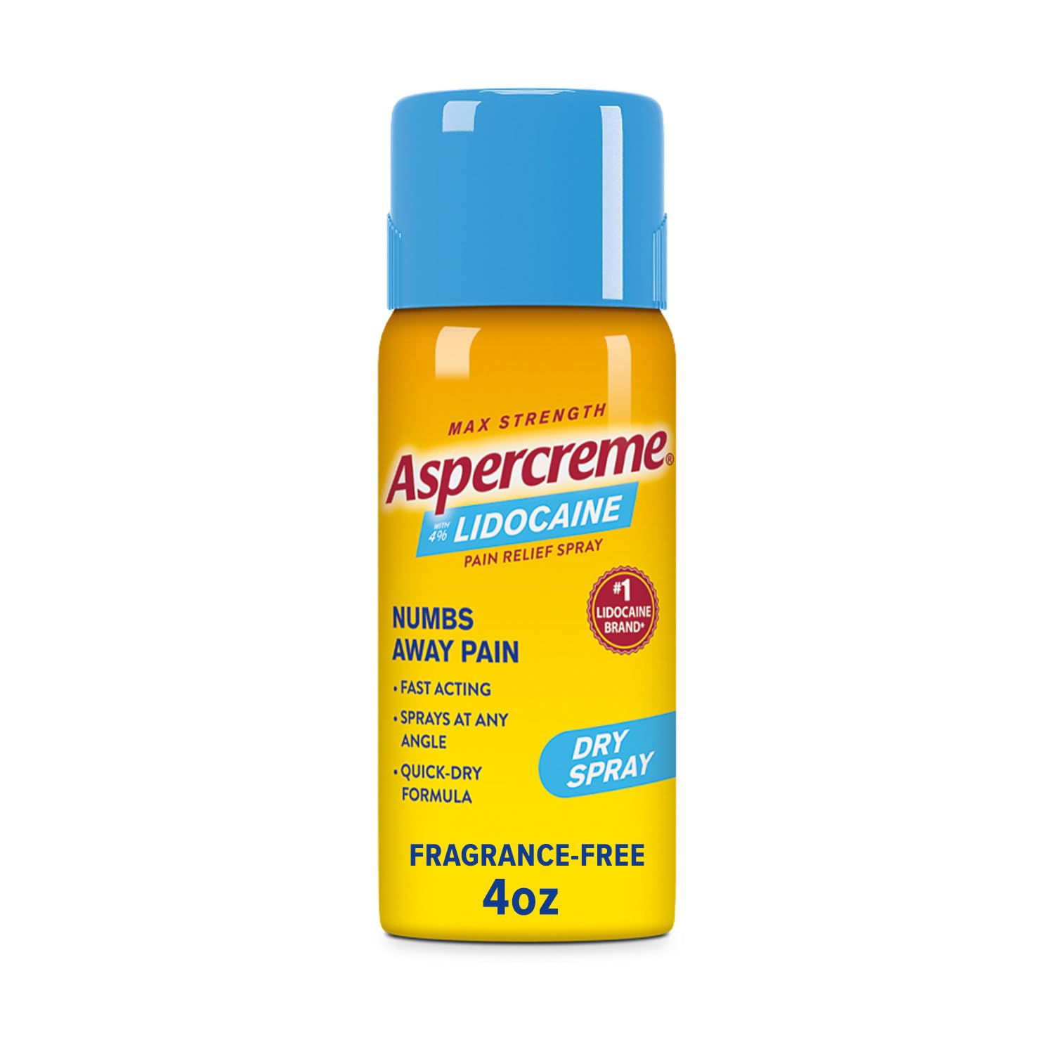 Aspercreme Lidocaine Pain Relief Dry Spray 4 oz bottle