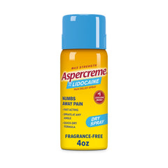 Aspercreme Lidocaine Pain Relief Dry Spray 4 oz bottle